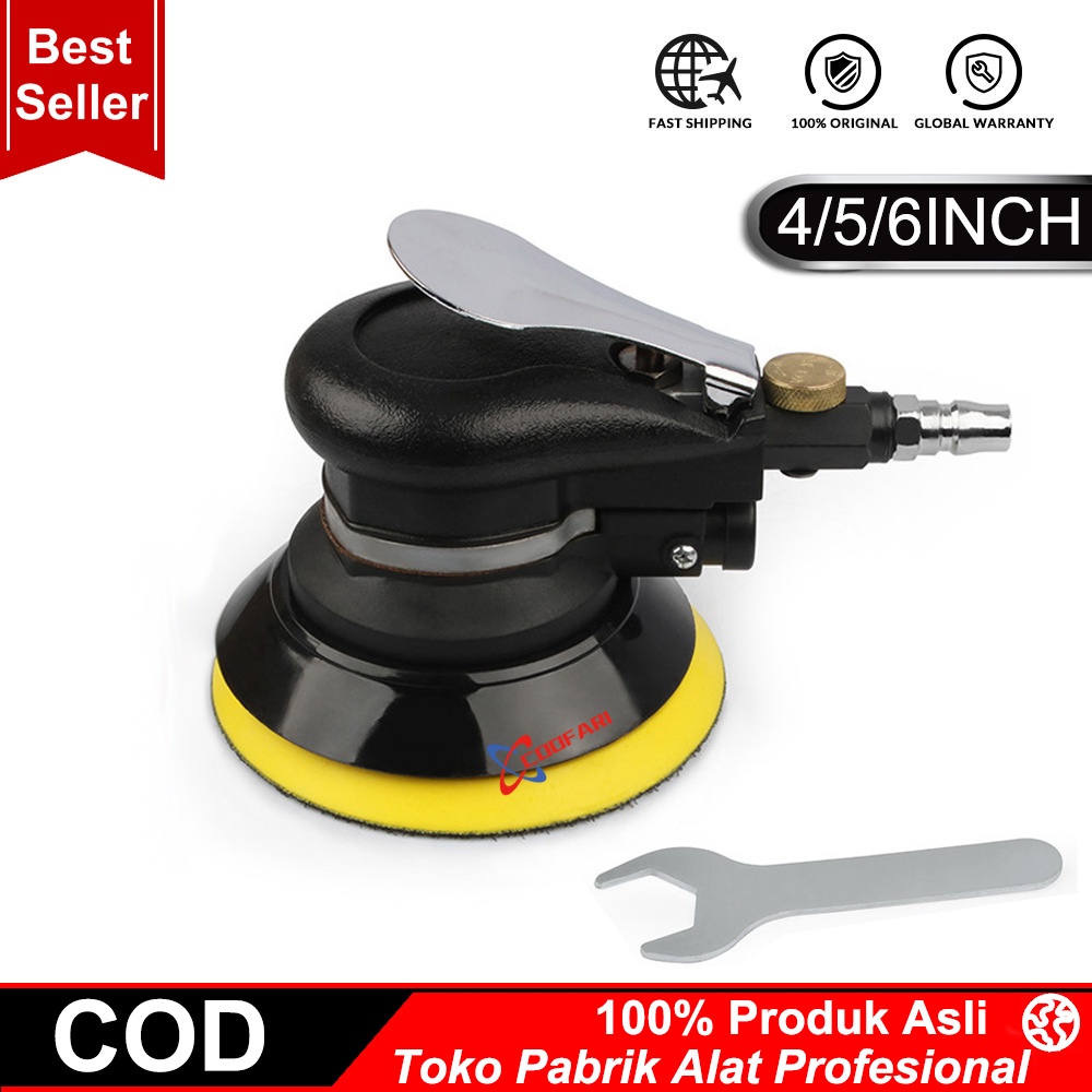 4 Inch 5 Inch 6 Inch Dorongan Tangan Power Non Vacuum Permukaan Matte Circular Pneumatik Amplas Random Orbital Amplas Angin Batu Pengilling Polished Mesin