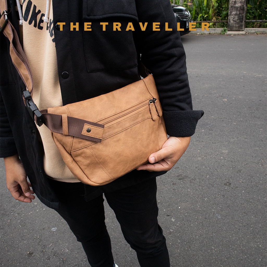 Tas Selempang Traveling Bag Kulit Pria Wanita untuk HP dll