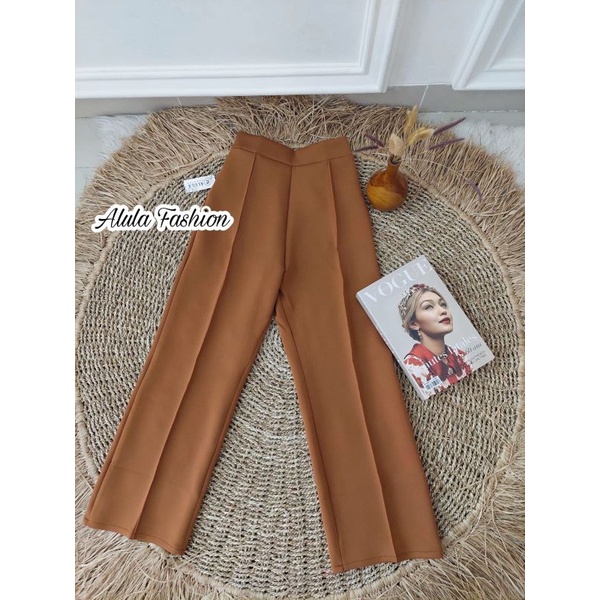 KULOT SCUBA CUBIT PREMIUM /CELANA KULOT WANITA HIGH WAIST/ Size S M L XL-Caramel