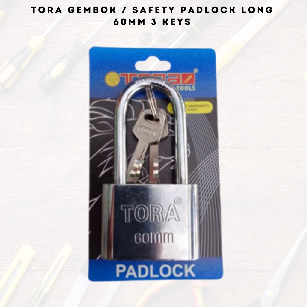 dijamin KUAT !! GEMBOK TORA 40MM 50MM 60 MM LEHER PANJANG SECURITY PADLOCK PAGAR RUMAH ANTI MALING TORA Padlock Safety Long American - Gembok Panjang 3 Kunci 40 50 60 mm