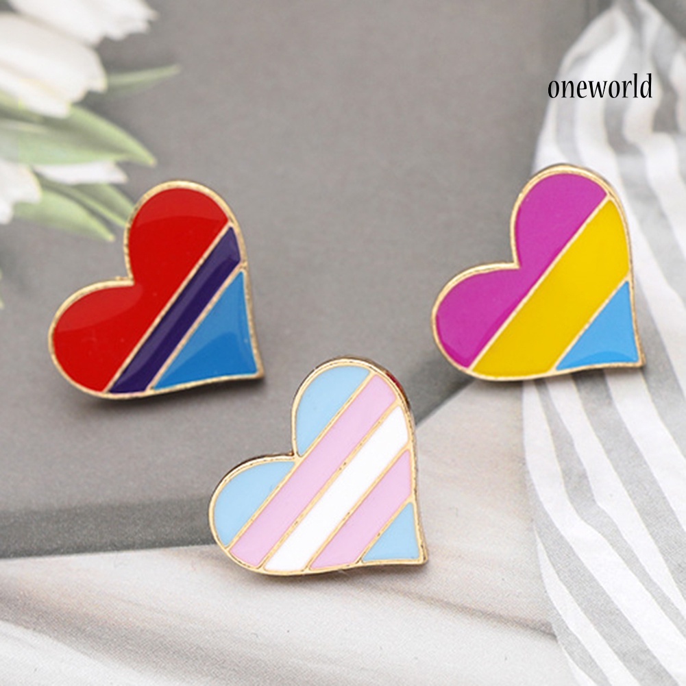 OW@ Cute Rainbow Heart Enamel Brooch Pin Gay Pride Metal Badge Hat Collar Jewelry