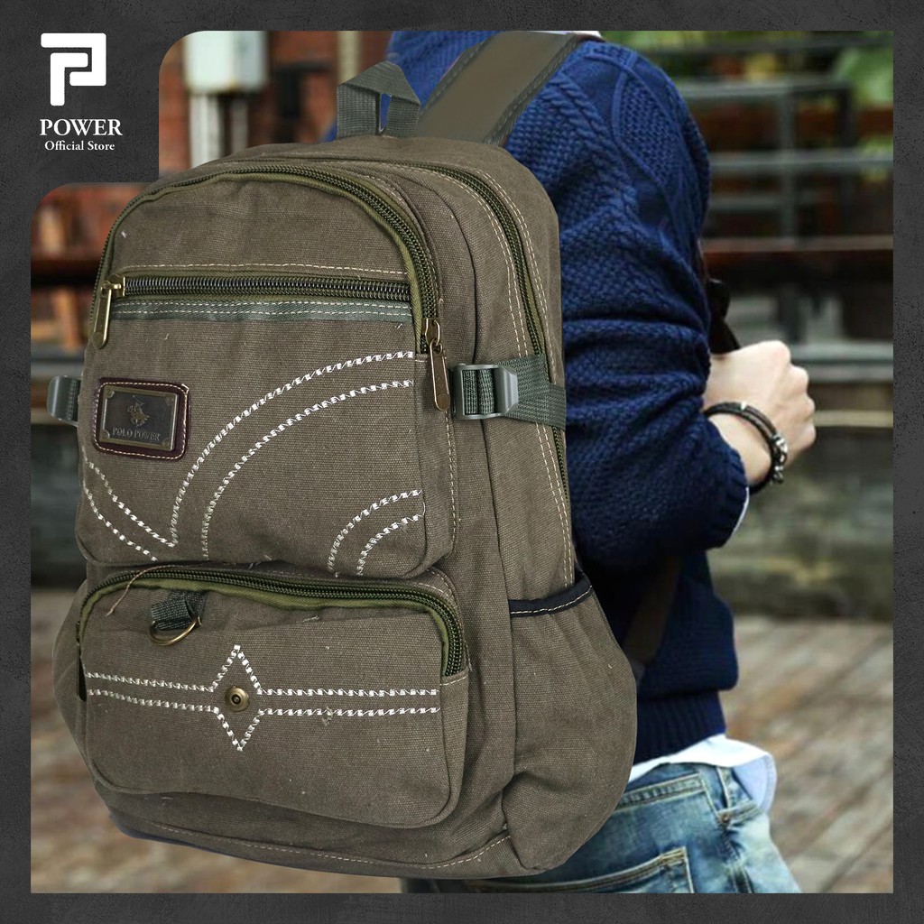 Tas Pria Ransel Kanvas Polo Power Tas Punggung Casual Pria Backpack Canvas Import Tas Polo Original