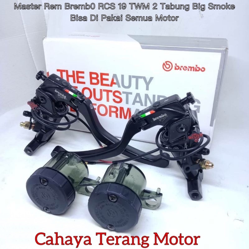 Master Rem BREMB0 TWM Corta Corsa (Double 2 Tabung Big Smoke) 1 Set Universal , Nmax, Aerox, Xmax, Beat, Vario, Klx, Crf, Wr, Rx King, Vixion, Cbr, Cb, Xabre, Byson, Mio, Ninja, Jupiter, Vega, Force1, Fizr, Pcx, MxKing, MegaPro, GlPro, Sonic, R15, R25, Zx