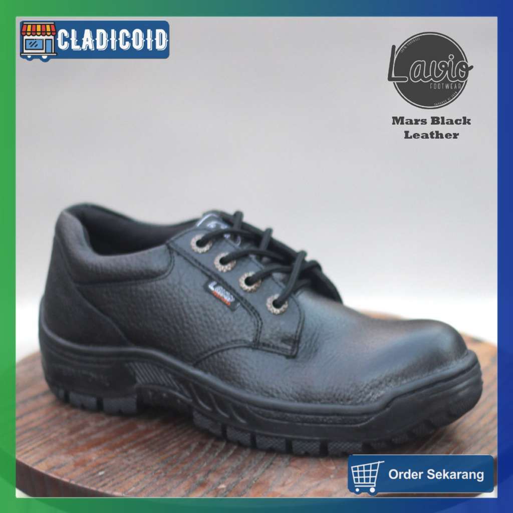 SEPATU SAFETY PDH PRIA ORIGINAL KULIT ASLI PREMIUM WARNA HITAM ANTI SLIP LAVIO MARS TERBARU KEREN