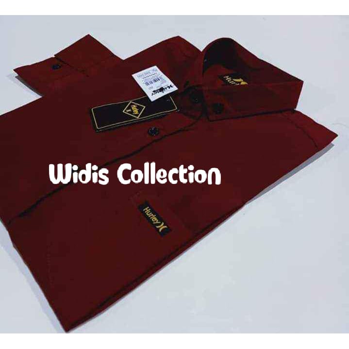 WIDIS - Kemeja Dewasa Laki Laki Lengan Panjang Warna Maroon Kemeja Panjang Laki Laki import