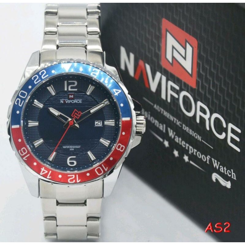 Jam Tangan Rantai Naviforce Jam Tangan Pria Stainliss Steel Pria Jam Outdoor Analog Digital