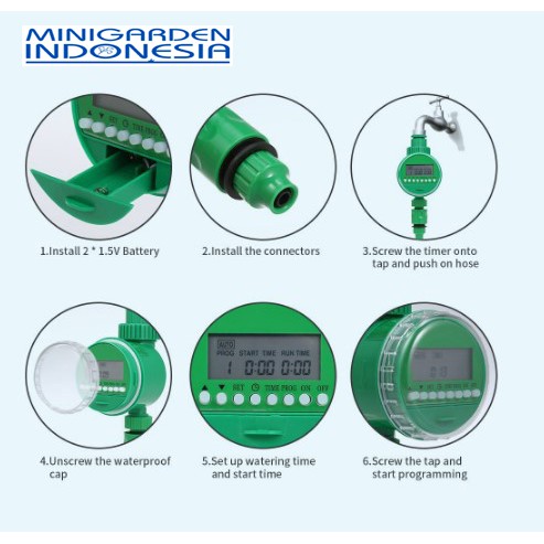 Timer DIGITAL irigasi C001 bulat hijau pengatur waktu semprotan taman fertigasi peralatan hidroponik