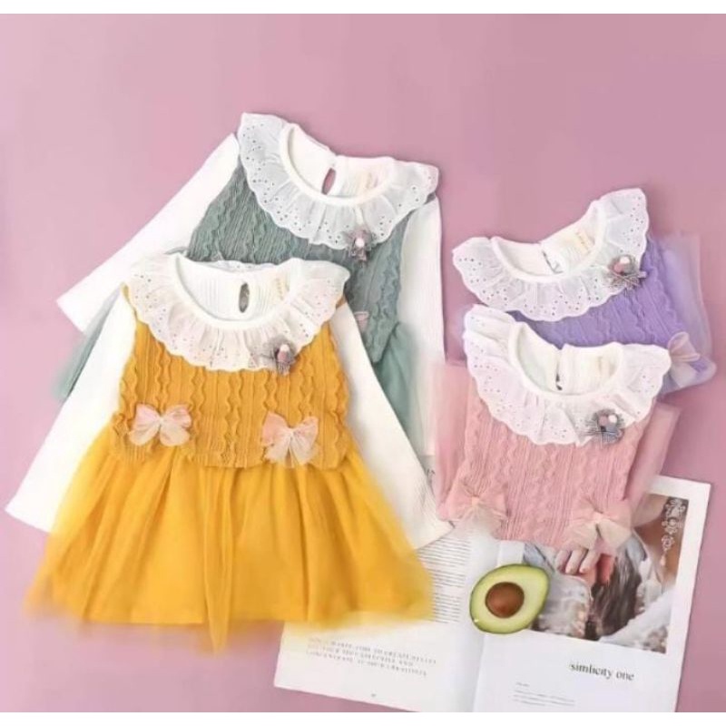 DRESS BAYI/DRESS ANAK PEREMPUAN/DRESS IMPORT WAYNE RAJUT TUTU PREMIUM
