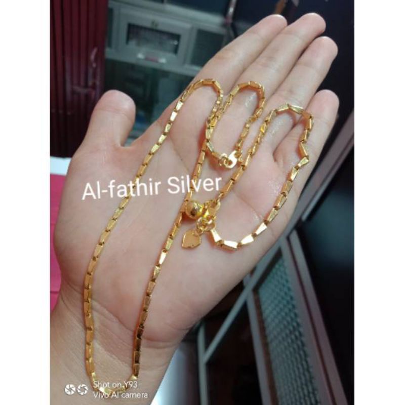 Set kalung padi + gelang tangan padi perak murni dewasa gold &amp; silver