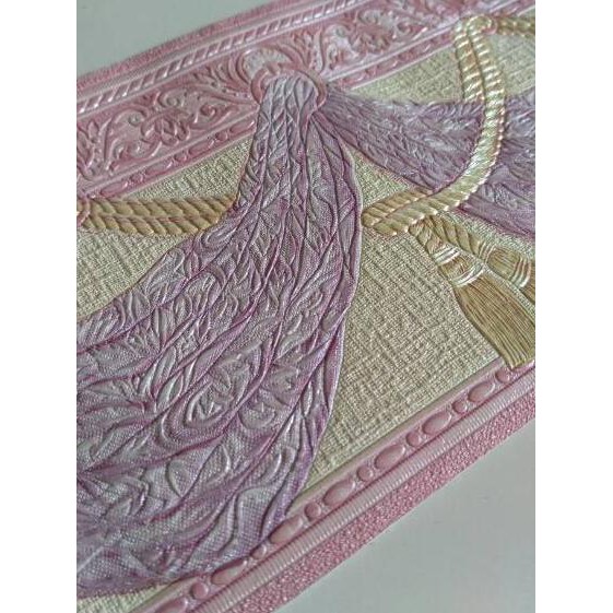[beforetitle5] ✰Wallpaper list Border premium UK 10 cm x 5 meter motif renda ungu ✰