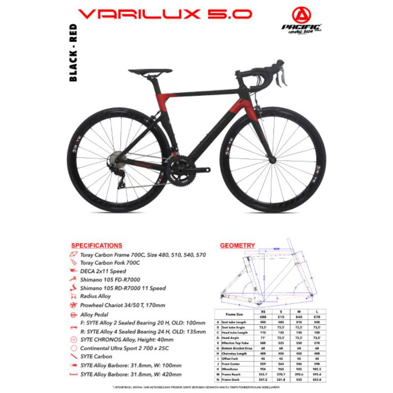 SEPEDA ROAD BIKE PACIFIC VARILUX 5.0