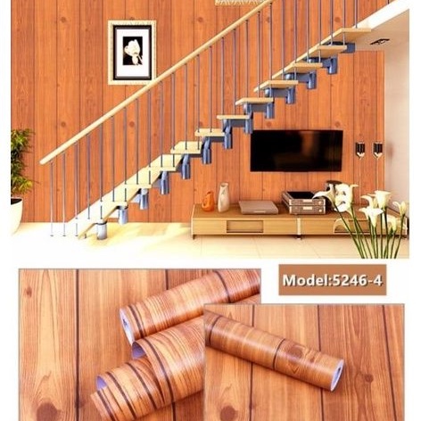 Wallpaper Sticker Dinding Motif LIST KAYU COKLAT