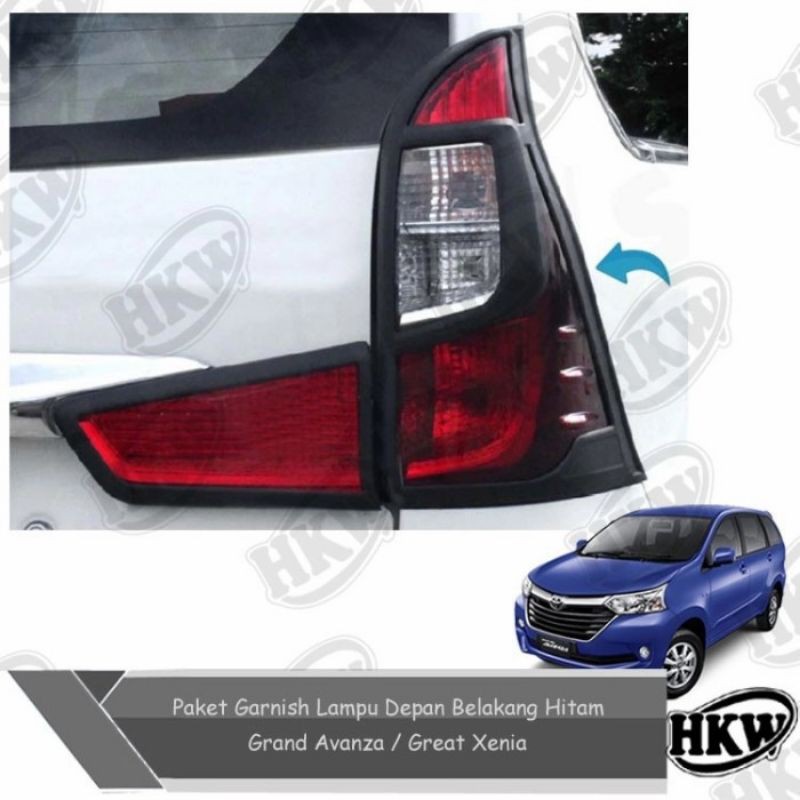 Paket Garnish Lampu Depan Belakang Hitam Mobil Grand Avanza