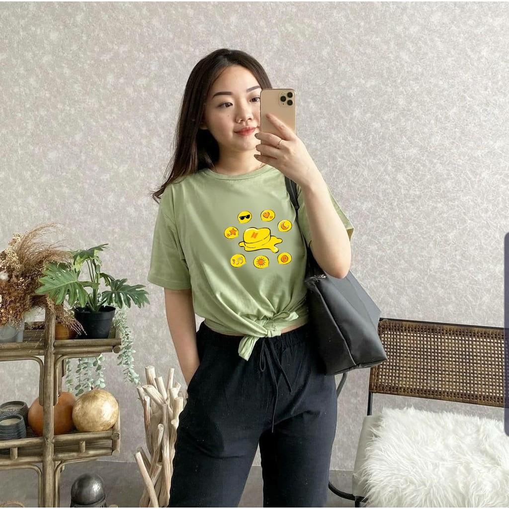 kaos sage green oversize baji tshirt tumblr tee matcha avocado mcd bts army