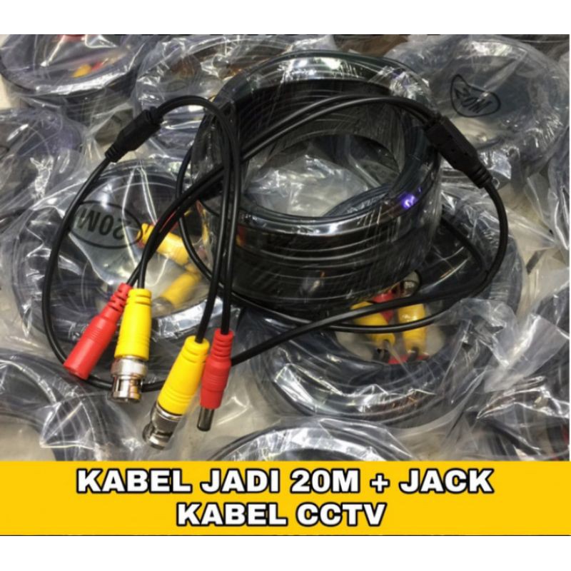 KABEL JADI 20M + Jack / KABEL CCTV JADI / TINGGAL COLOK SAJA