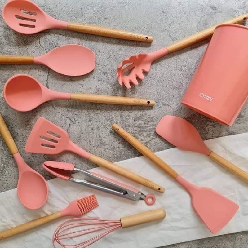 CYPRUS SILICONE KITCHEN UTENSIL SET OF 12 FREE KNIFE SET