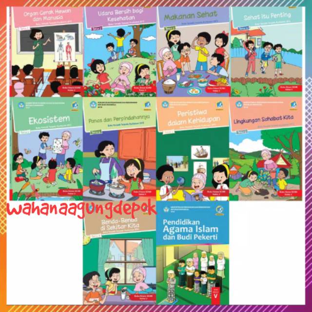 ORI paket satu tahun buku siswa tematik k13 Dikbud kelas 5 tema 123456789 dan Pai revisi terbaru