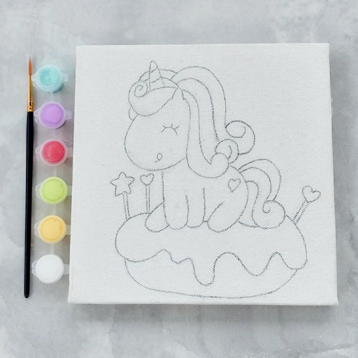 

Art / Diy Canvas Painting Kit Unicorn / Set Alat Lukis Kanvas Cat Akrilik