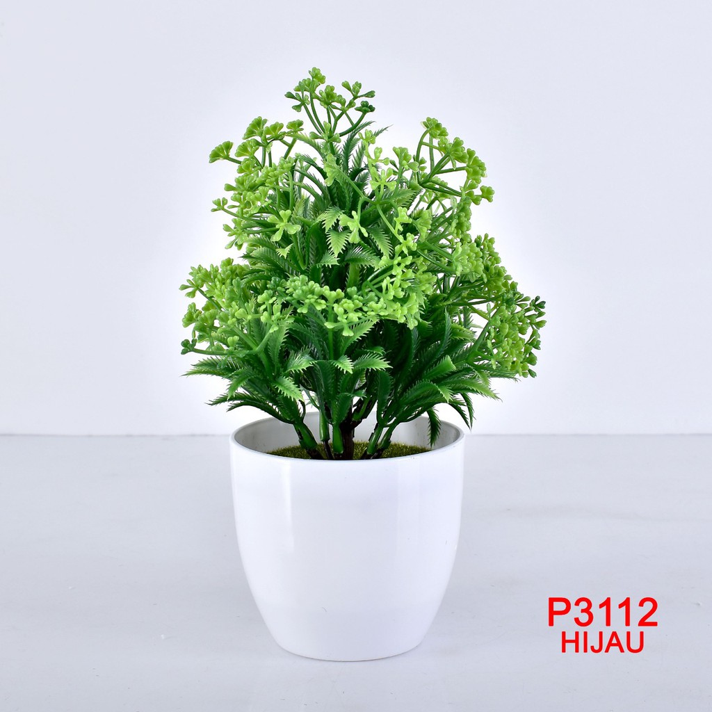 COD / TL88 P3112 POT TANAMAN  BUNGA HIAS DEKORASI RUANGAN BUNGA PLASTIK HIAS-HIJAU