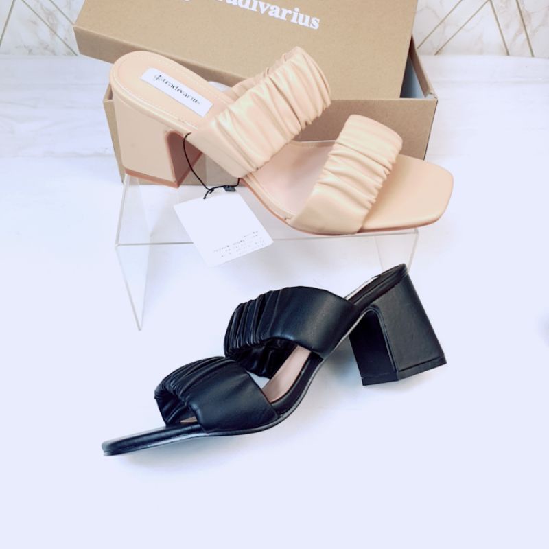 Stradivarius Double Strap Puffy Heeled Sandal
