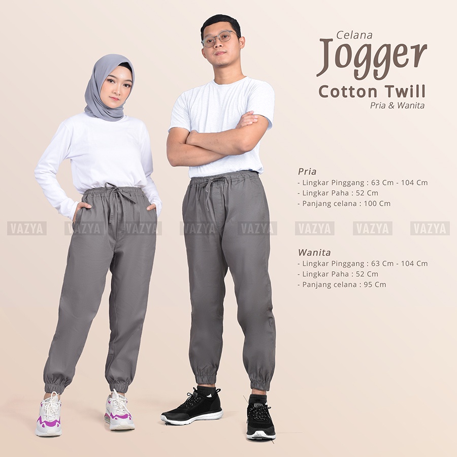 Celana Joger Cotton Twill Stretch Import Unisex