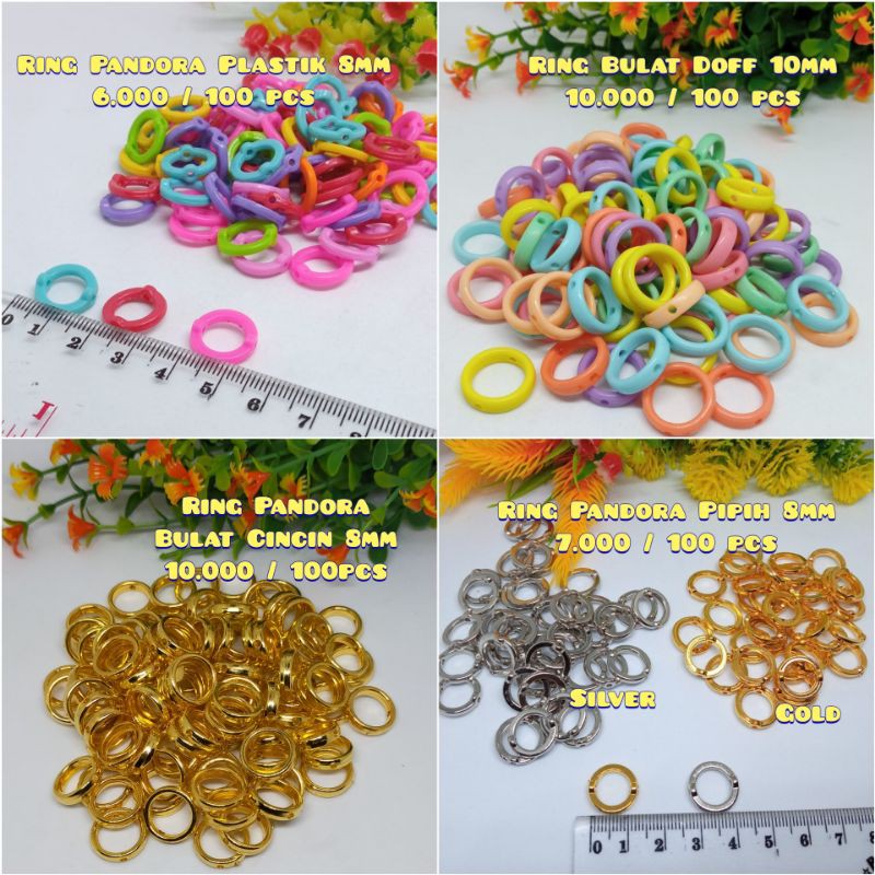 100 Pcs Ring Pandora Plastik Ring Pandora Silver Ring Pandora Bahan DIY Craft Aksesoris