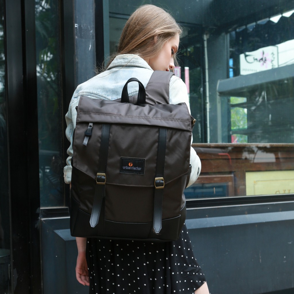 HIGHWAY BROWN |Urban Factor x FORIND| Tas Ransel Ori Bag Polos Pria Wanita Backpack Baru New Origina