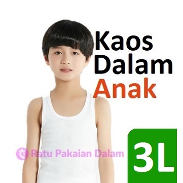 Singlet anak putih  kaos dalam anak sekolah putih ukuran 3L usia 10-14 tahun salur anak