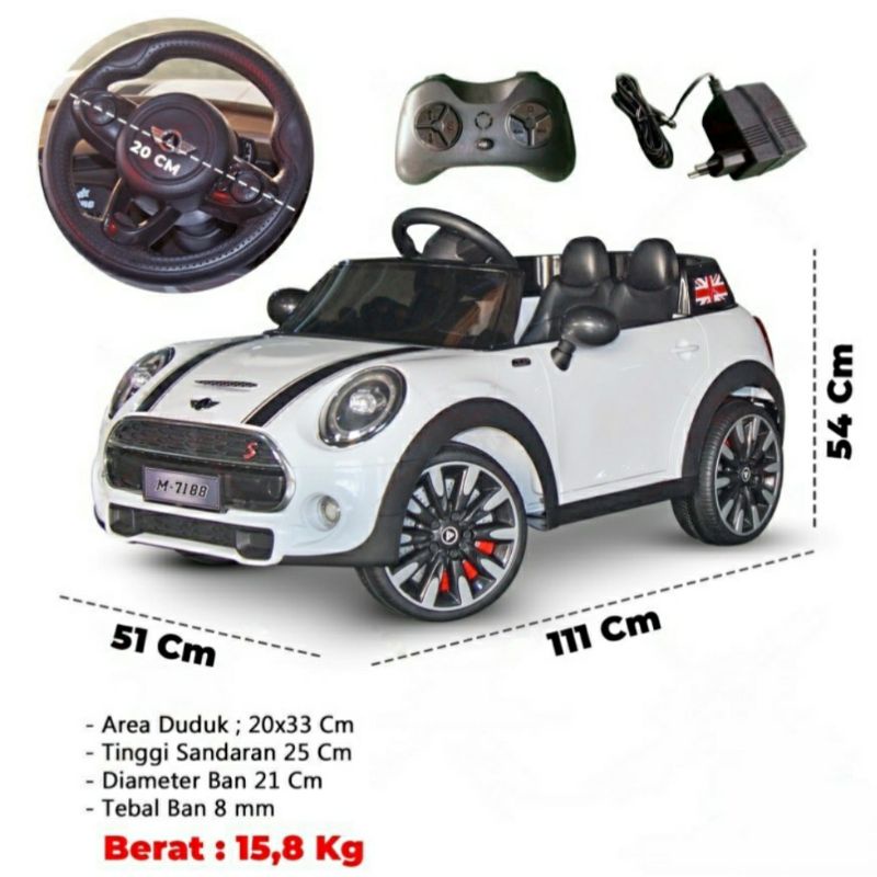 Mobil aki listrik remote control | mini cooper M7188