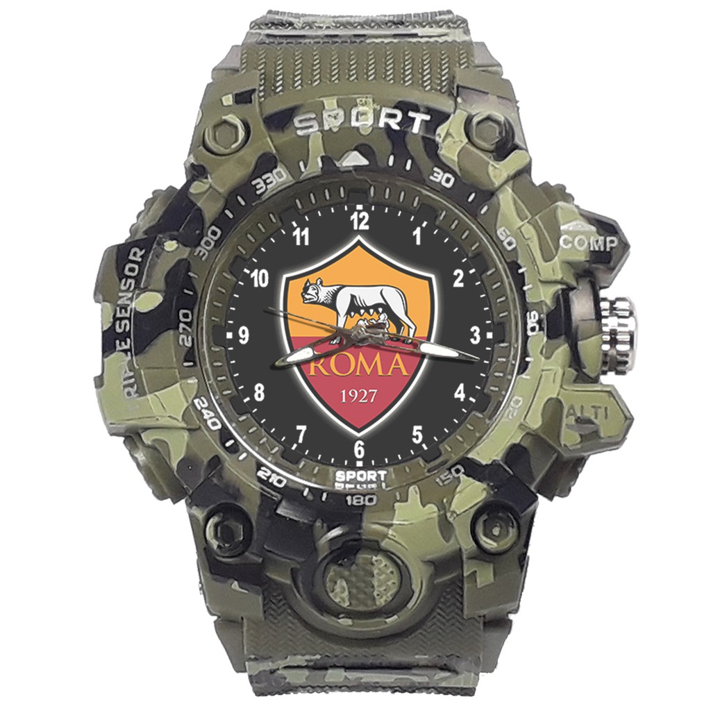 (ISTIMEWA BAYERN MUNCHEN BOSSQUE) JAM CUSTOM AS ROMA STRAP ARMY - 5 Warna