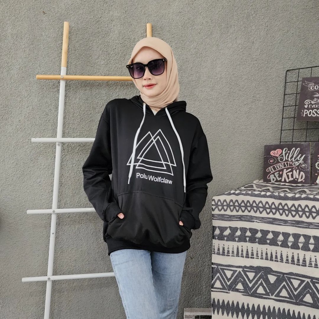 POLU TRIANGLE Hoodie Sweater Oversize | Outerwear Pria Wanita Outfit Kekinian Korean Style