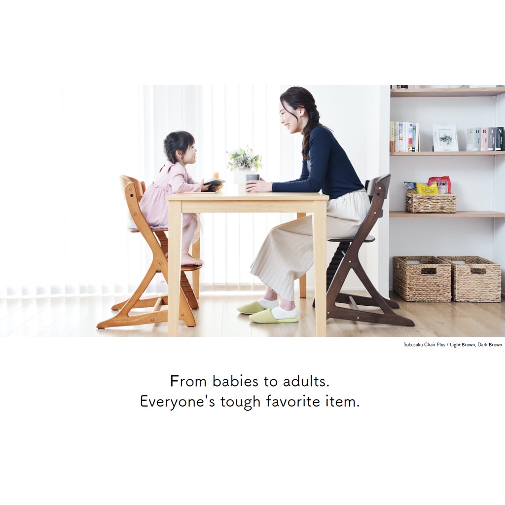 WOOD HIGH CHAIR YAMATOYA SUKUSUKU PLUS TABLE / KURSI MAKAN KAYU BABY BAYI ANAK DEWASA MAX BERAT 60 KG - ELEGAN PREMIUM