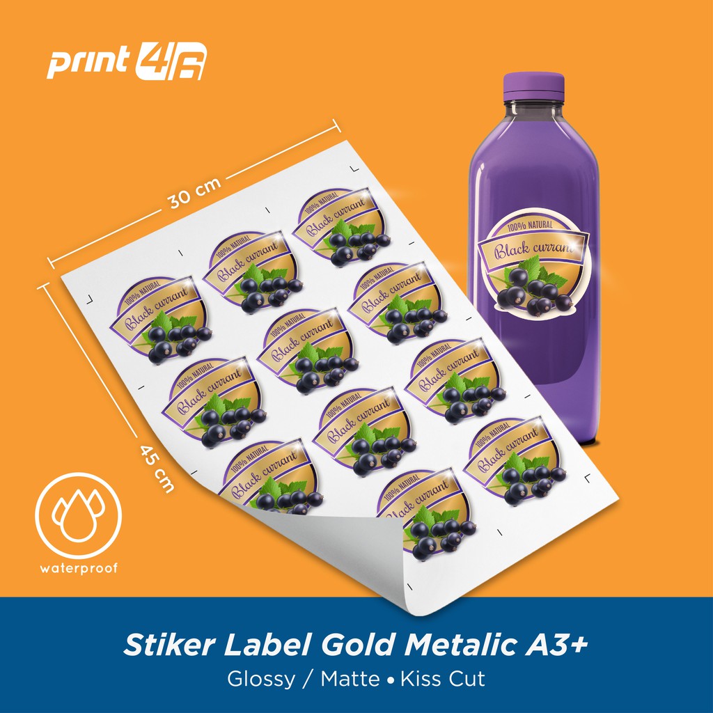 

Cetak Stiker Label Metalic Silver/Gold A3+ Kiss Cut