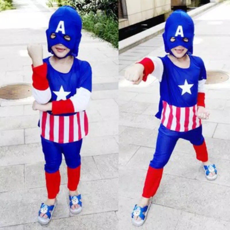 kostum captain america gratis topeng dan tameng kain