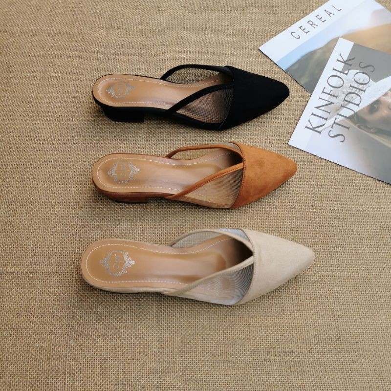 Faduzzi Sandal Mules Wanita MILONI Ujung Lancip Tinggi 3 Cm