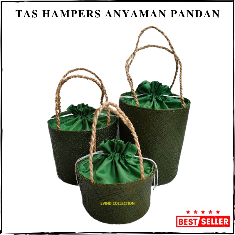 Tas Parcel Isi 1 Toples | 2 Toples | 3 Toples (Hijau Army) Keranjang Hampers Anyaman Tas Hampers Lebaran