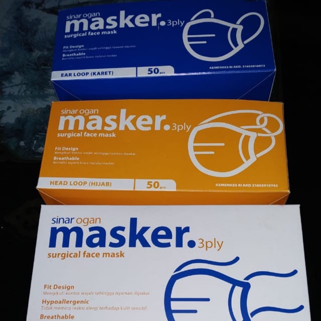 Sinar ogan masker/ surgical face mask / 3 ply / anti virus / pelindung kesehatan