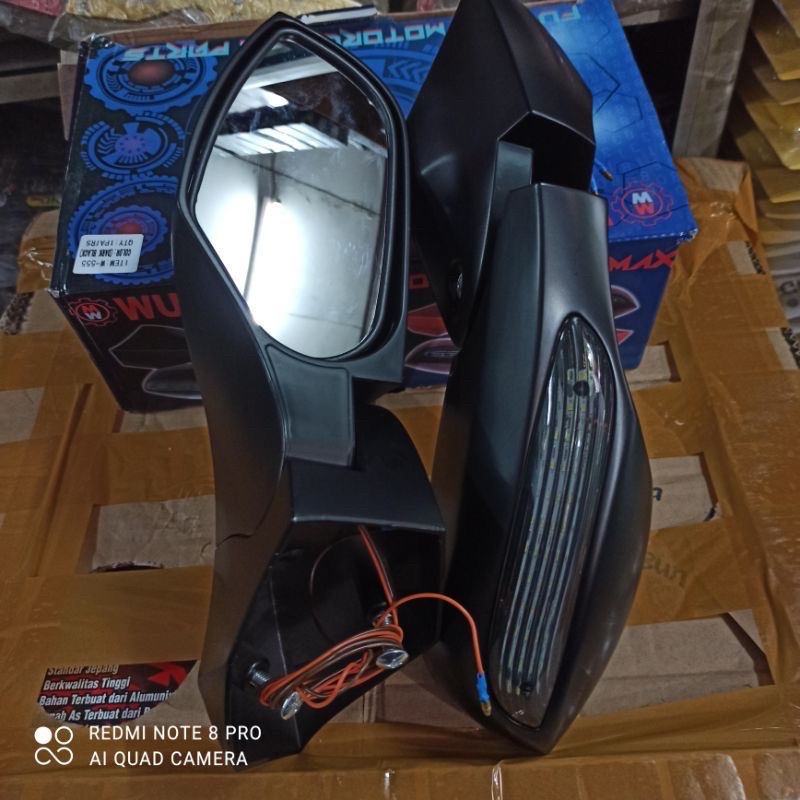 Spion Nmax Lipat + Lampu Sein | Spion Body Nmax Hitam Dof / Spion Tempel Bodi Depan Nmax Plus Sen