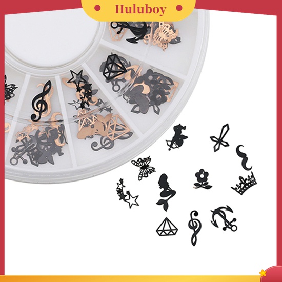 Huluboy Huluboy♡ Roda Isi Stiker Decal 3D Bahan Metal Warna Hitam / Perunggu Untuk Dekorasi Nail Art