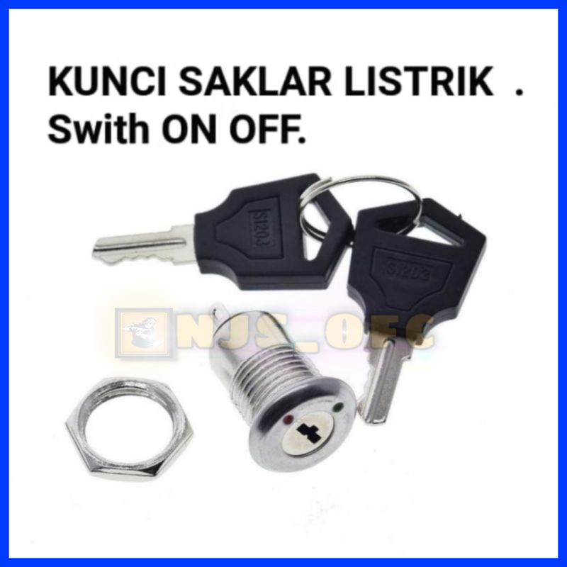 Saklar Kunci 250VAC 1A Security Lock Switch with 2 Keys 12mm On Off elektronik kelistrikan