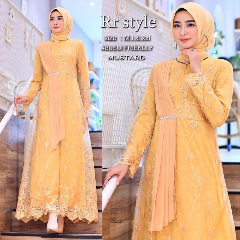 Diskon35% gamis selendang modern by RASAQI KEBAYA/gamis pesta/gamis wanita terbaru/gamis wisuda/