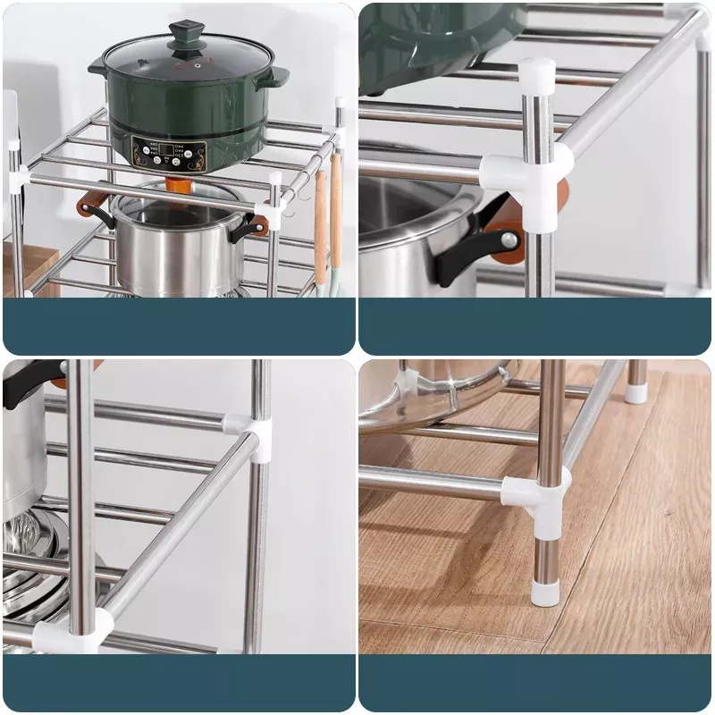 Rak Panci Dapur Dari Bahan Stainless Steel 5 Susun BIsa Rak Portable 5 Susun Rak Serbaguna