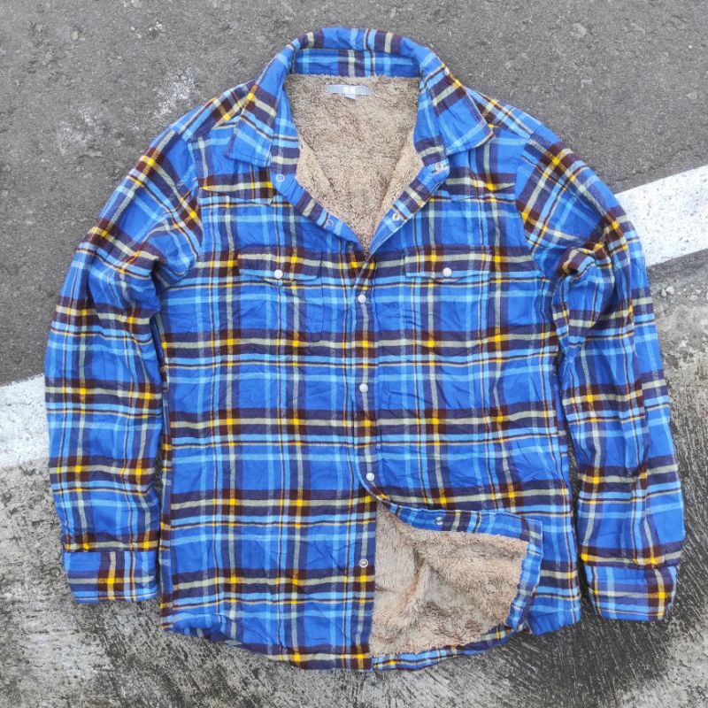 KEMEJA FLANNEL KOTAK SHERPA CASUAL FORMAL TARTAN WORK WEAR UNIQLO ORIGINAL PRELOVED MURAH SALE