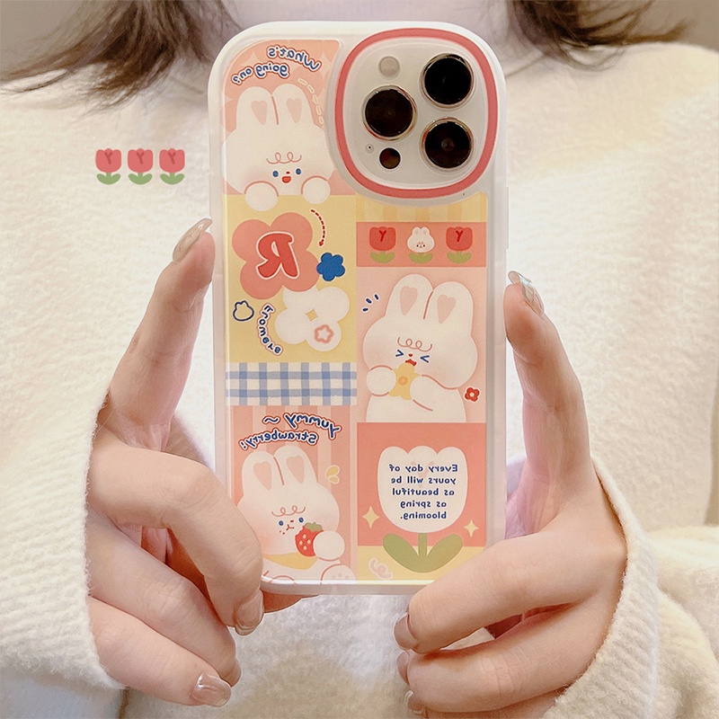 Soft Case TPU Transparan Anti Jatuh Motif Kartun Kelinci Untuk Iphone X / Xs Xr 11 12pro Max 13