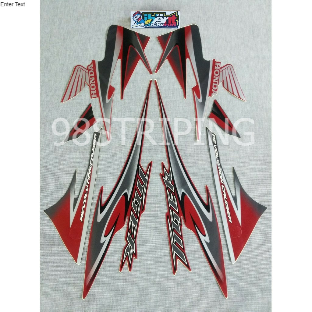 STIKER STRIPING LIS STANDAR ORI HONDA TIGER REVO MERAH SILVER TAHUN 2013
