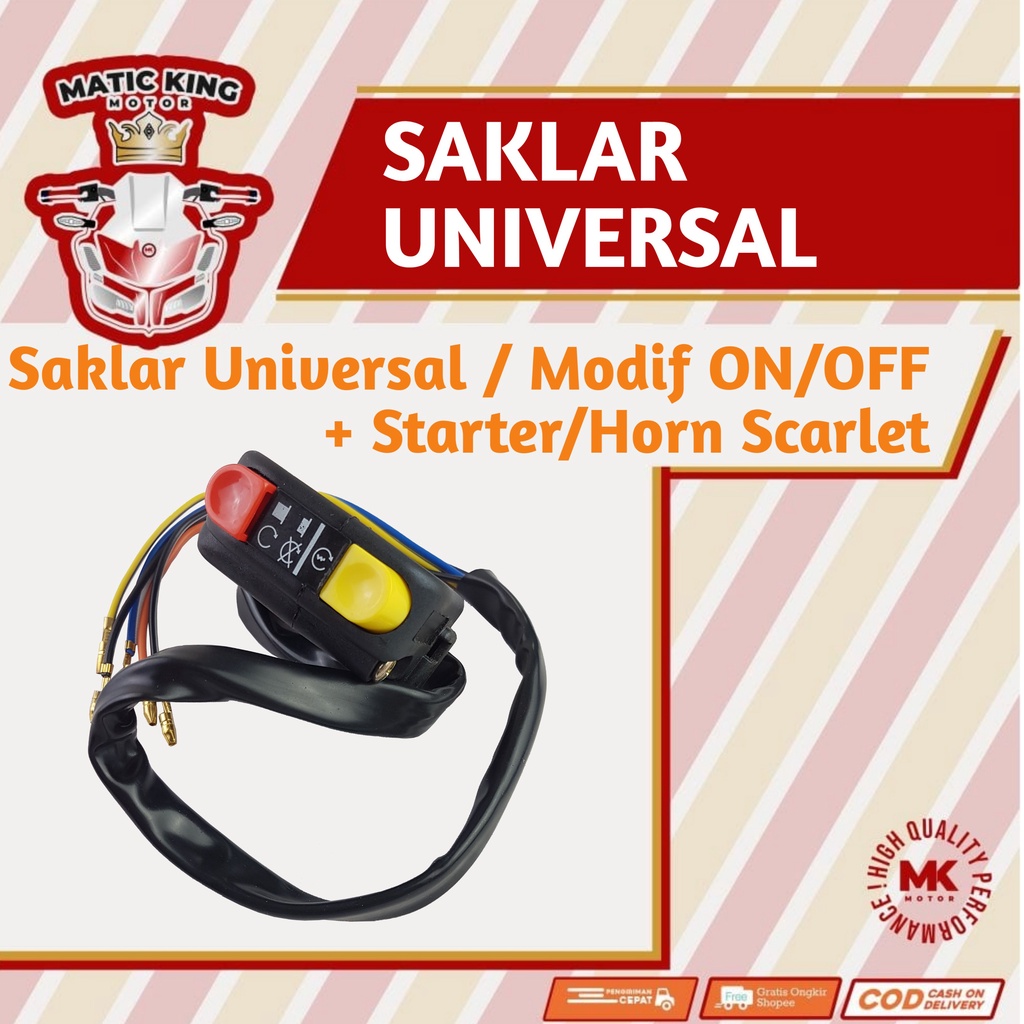 Saklar Modifikasi lampu Kanan kiri on off starter klakson Universal Scarlet