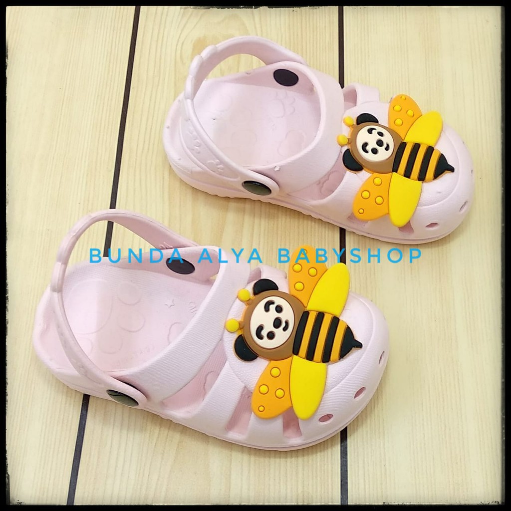 Sandal Anak Perempuan Usia 2 3 4 Tahun PINK BEE Lebah - Sendal Anak Cewek Karet Anti Licin Lucu Size 24 - 29