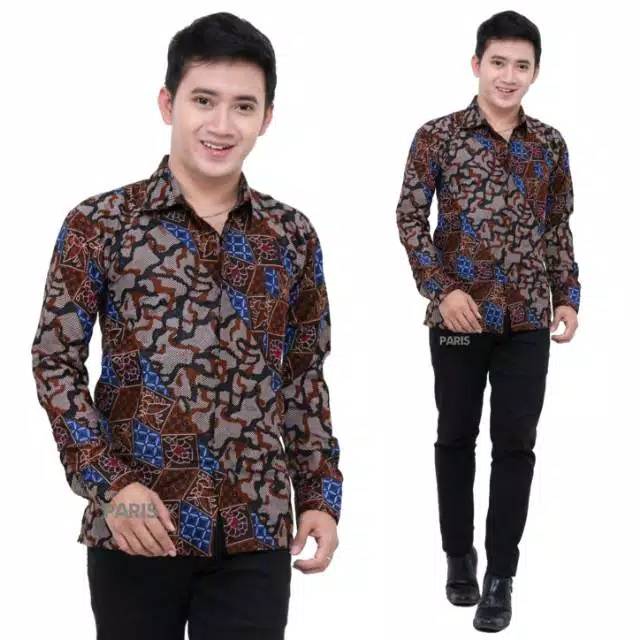 Kemeja baju batik pria lengan panjang asli No luntur