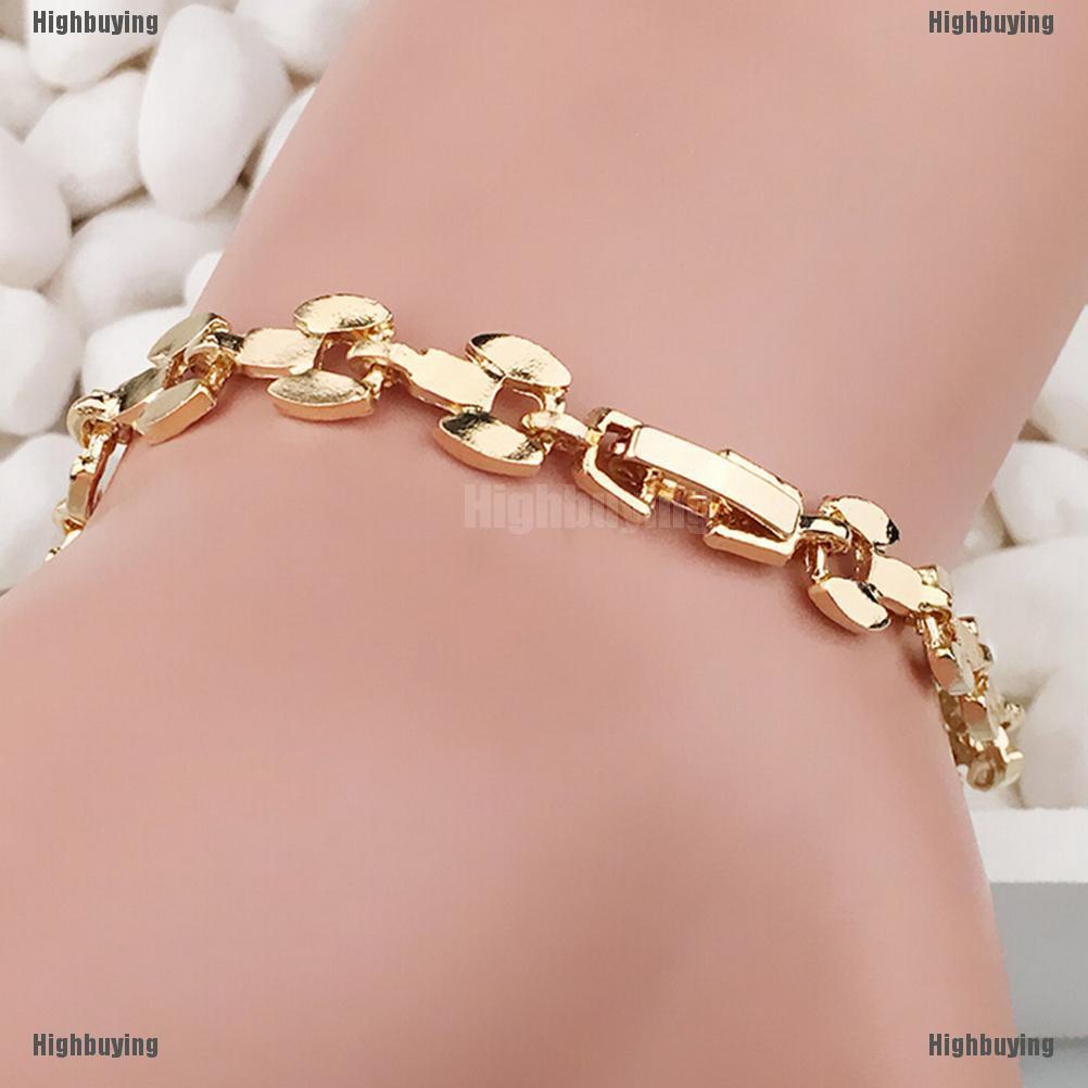 Gelang Bangles 18k Gold Bentuk Daun Batu CZ Untuk Wanita