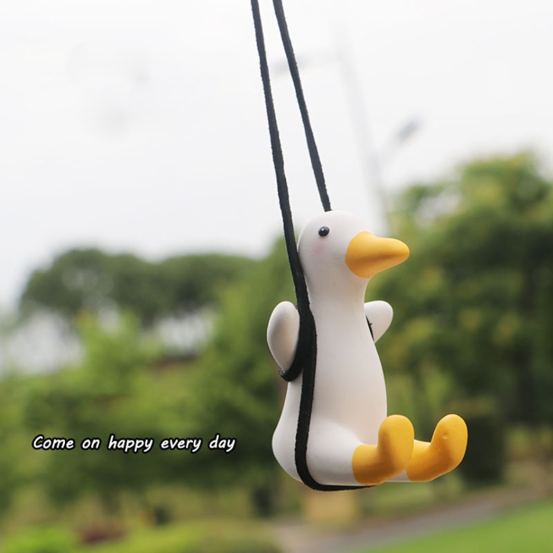 Cute Duck Adjust Rope Swing Pendant Auto Rear View Mirror Car Interior Ornament